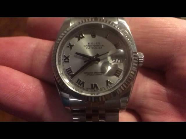 White Gold Fluted Bezel Stainless Steel 36mm Rolex Datejust -- 2007 **LATEST MODEL**